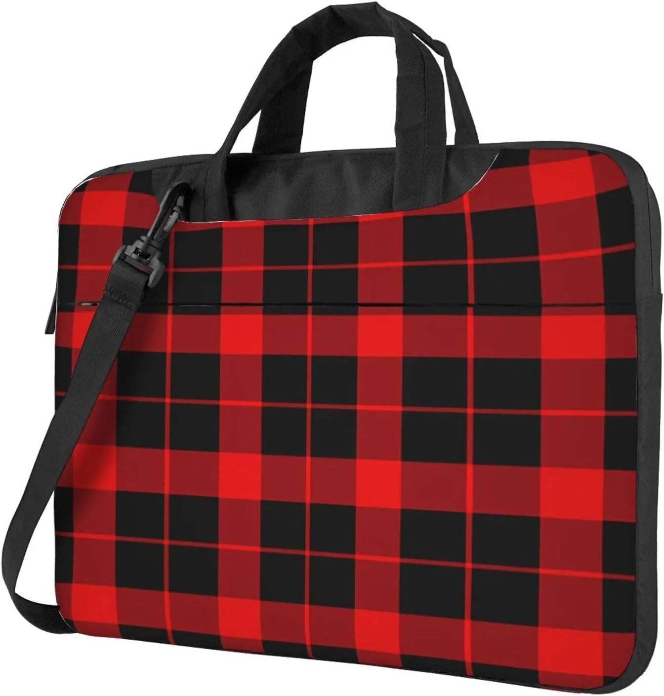 Laptop Bag Case Classic Red Black Plaid Computer Messenger Shoulder Bag Laptop Sleeve Briefcase