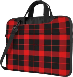 Laptop Bag Case Classic Red Black Plaid Computer Messenger Shoulder Bag Laptop Sleeve Briefcase