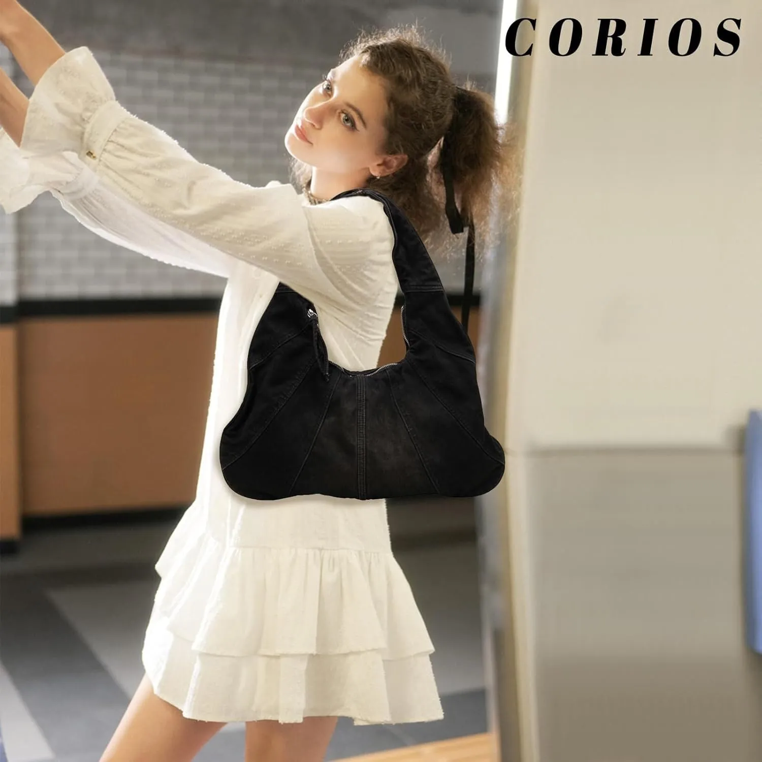 Large Capacity Shoulder Casual Tote Retro Top Handle Jean Purse Hobo Ladies Classic Underarm Women Handbag