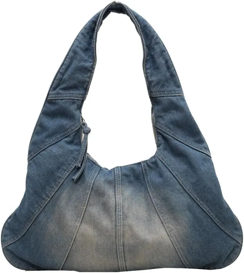 Large Capacity Shoulder Casual Tote Retro Top Handle Jean Purse Hobo Ladies Classic Underarm Women Handbag