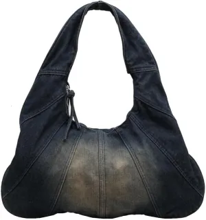 Large Capacity Shoulder Casual Tote Retro Top Handle Jean Purse Hobo Ladies Classic Underarm Women Handbag