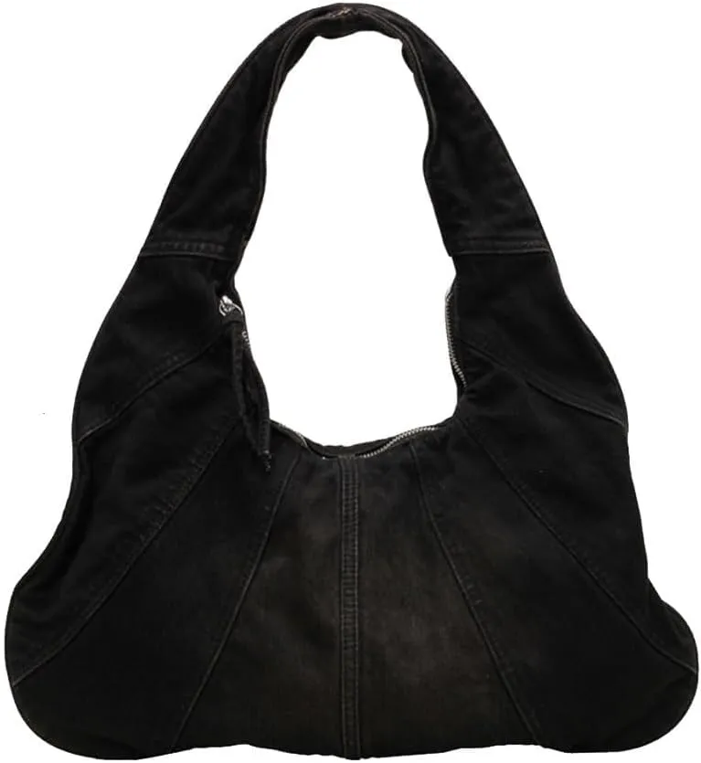 Large Capacity Shoulder Casual Tote Retro Top Handle Jean Purse Hobo Ladies Classic Underarm Women Handbag