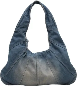 Large Capacity Shoulder Casual Tote Retro Top Handle Jean Purse Hobo Ladies Classic Underarm Women Handbag