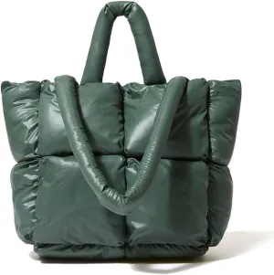 Large Puffer Tote Bag, Trendy Quilted Cotton Padded Handbags for women, Soft Shoulder Bag Nylon Down Pillow Shopper Bag