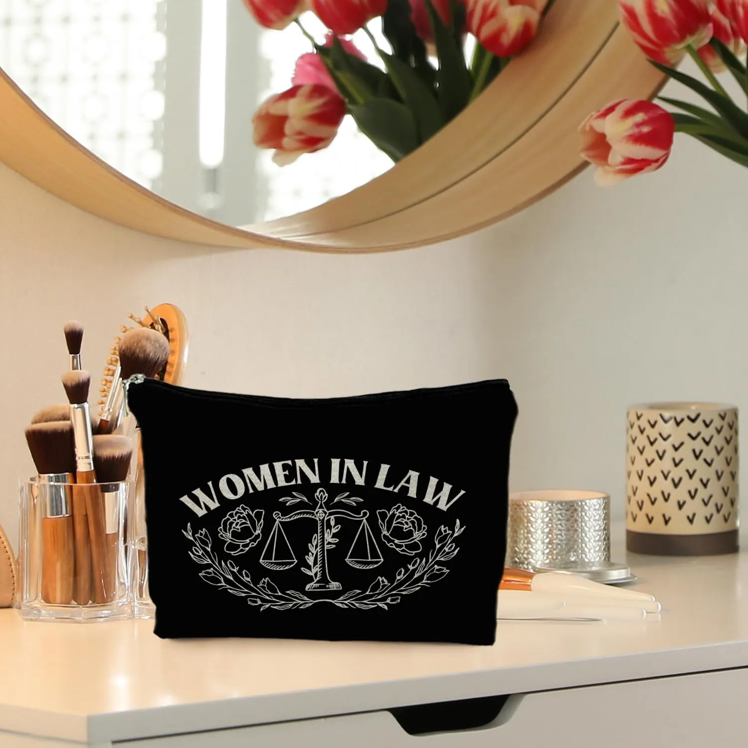 Lawyer Gifts for Women - Law Graduation & Future Lawyer Gift, Women in Law Cosmetic Bag - Black Makeup Pouch