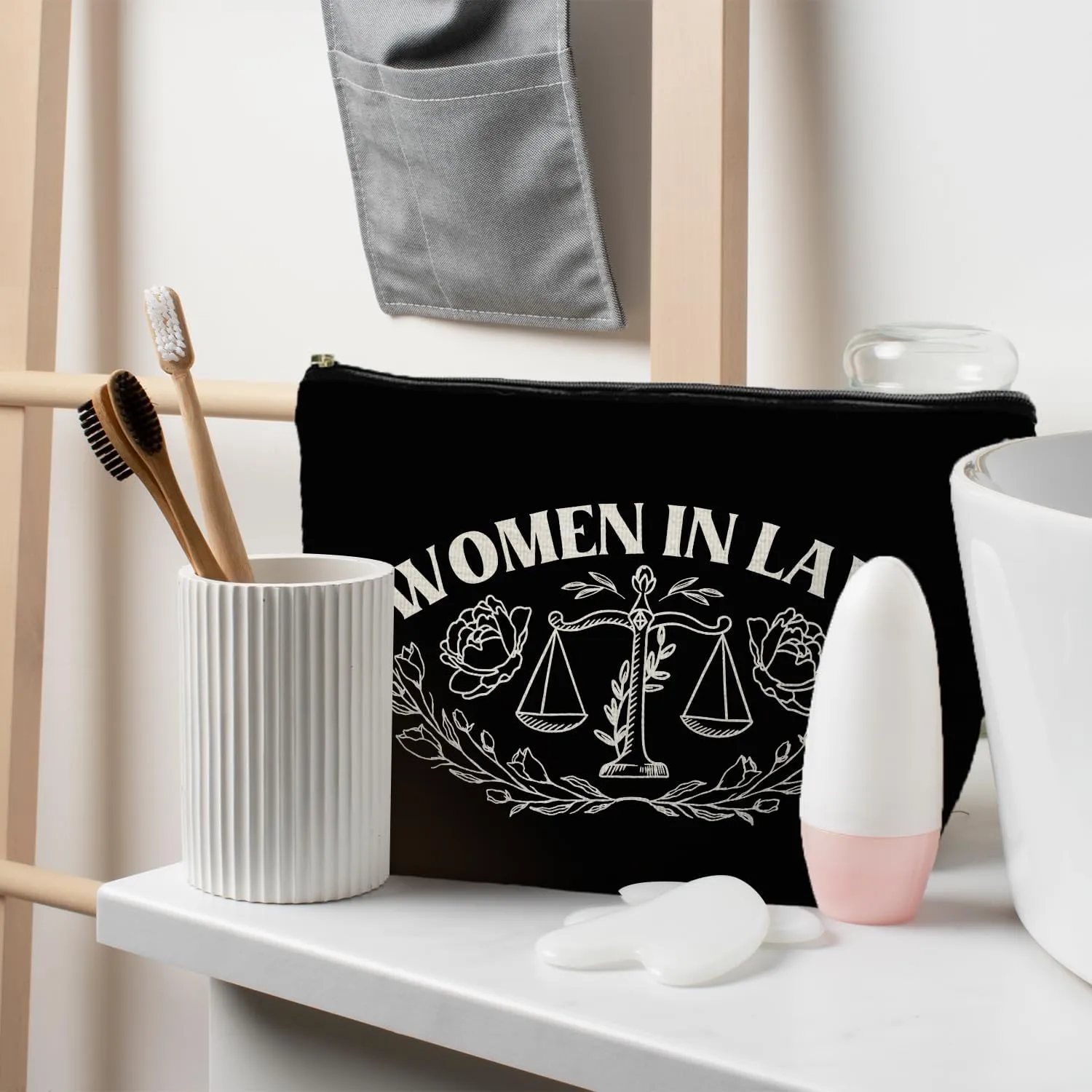 Lawyer Gifts for Women - Law Graduation & Future Lawyer Gift, Women in Law Cosmetic Bag - Black Makeup Pouch