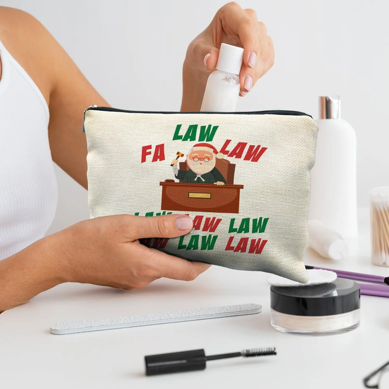 Lawyer Gifts for Women, Lawyer Santa Makeup Bag, Christmas Gifts for Lawyer, Fa Law Law Lawyer Cosmetic Bags Makeup Pouch