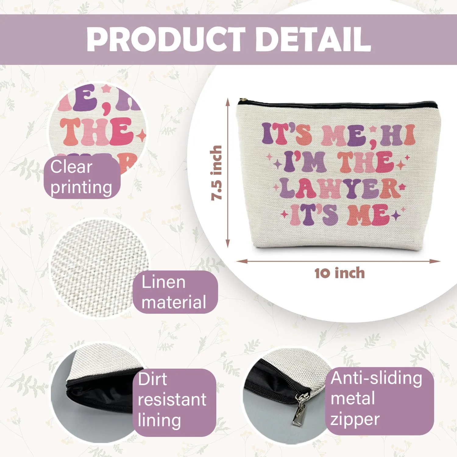 Lawyer Makeup Bag - Preppy Color Cosmetic Bags for Women, Law Graduation and Future Lawyer Gifts