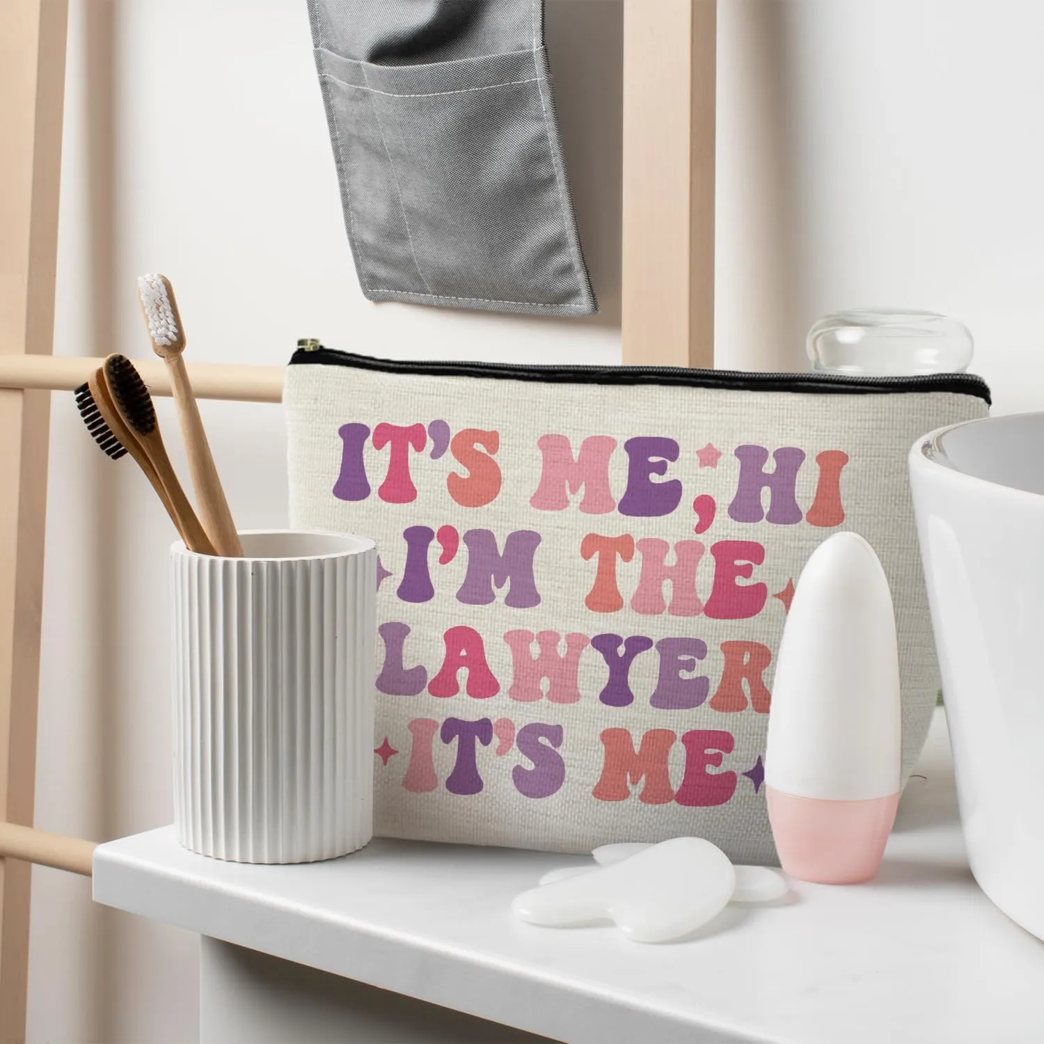 Lawyer Makeup Bag - Preppy Color Cosmetic Bags for Women, Law Graduation and Future Lawyer Gifts