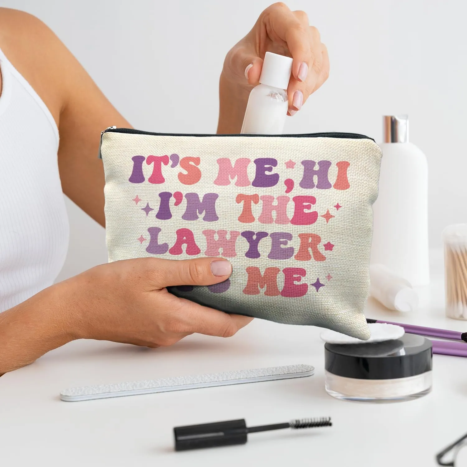 Lawyer Makeup Bag - Preppy Color Cosmetic Bags for Women, Law Graduation and Future Lawyer Gifts