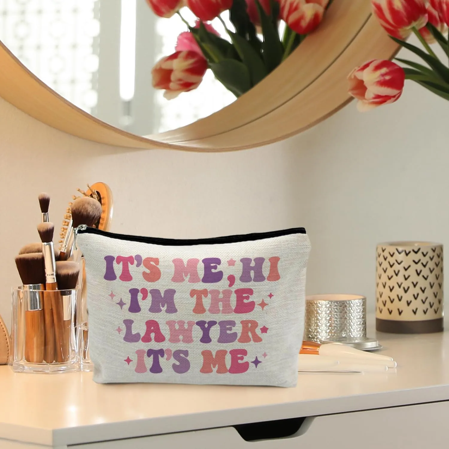 Lawyer Makeup Bag - Preppy Color Cosmetic Bags for Women, Law Graduation and Future Lawyer Gifts