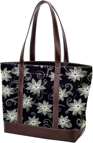 Leaf Art-829 Tote Bags Durable Leather Canvas Purses and Handbags for Women Top Handle Shoulder Satchel Hobo Bags