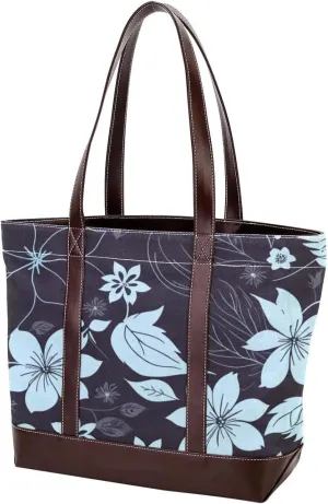 Leaf Art-859 Tote Bags Durable Leather Canvas Purses and Handbags for Women Top Handle Shoulder Satchel Hobo Bags