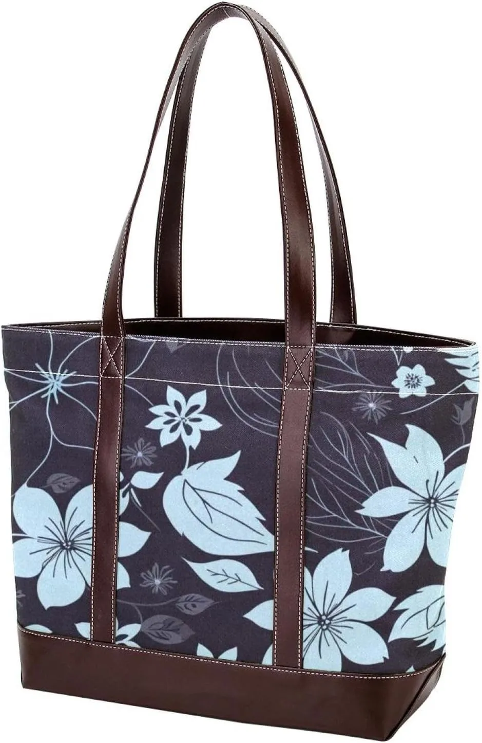 Leaf Art-859 Tote Bags Durable Leather Canvas Purses and Handbags for Women Top Handle Shoulder Satchel Hobo Bags