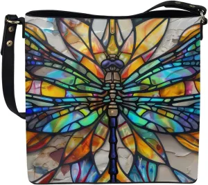 Leather Bucket Bags for Women Boho Mosaic Folk Art Hobo Bags Shoulder Tote Purse Handbags with Adjustable Strap