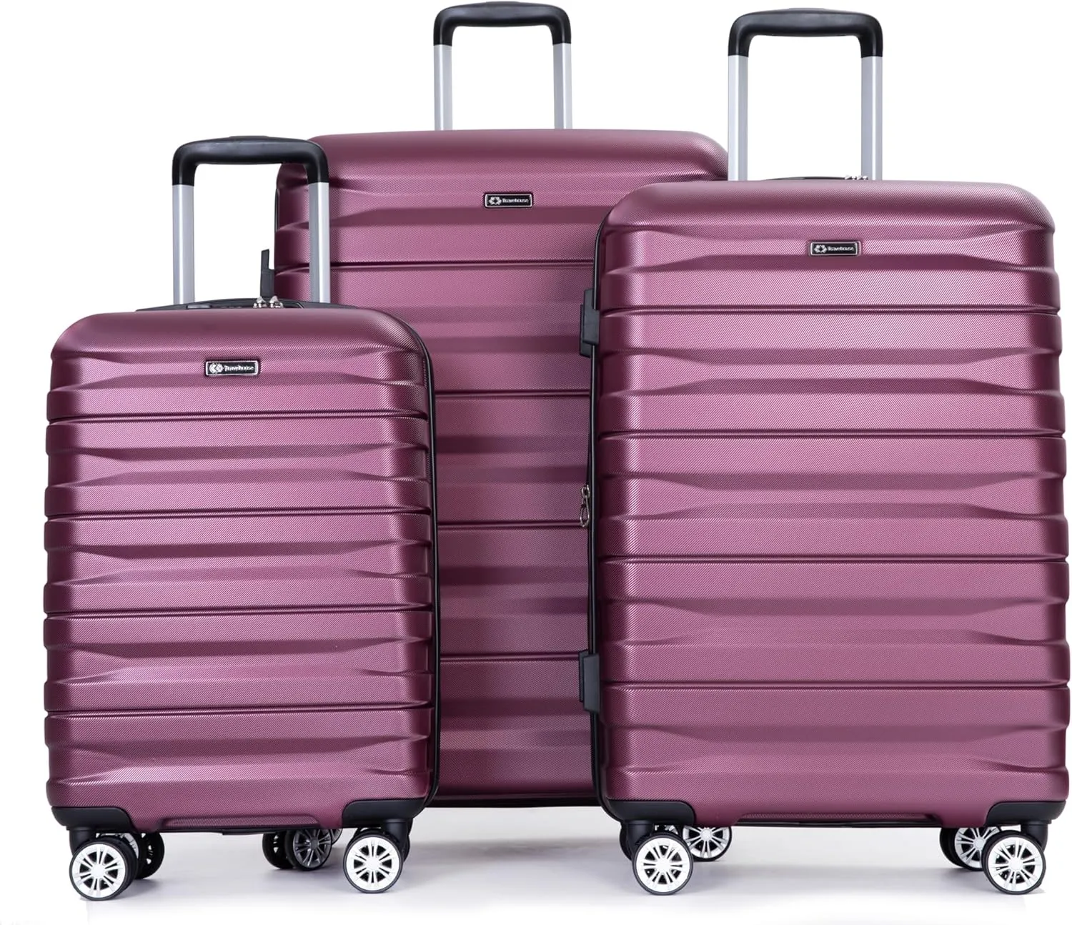 Lightweight and Durable 3 Piece Luggage Set with Expandable Space, Double Spinner Wheels, Adjustable Handle, Wine Red