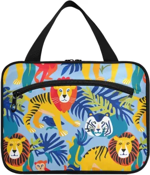 lion Tigers Monkey hanging travel toiletry bags with hook, designer chic bag for makeup for accessories must haves bathroom bolsas para maquillaje de mujer