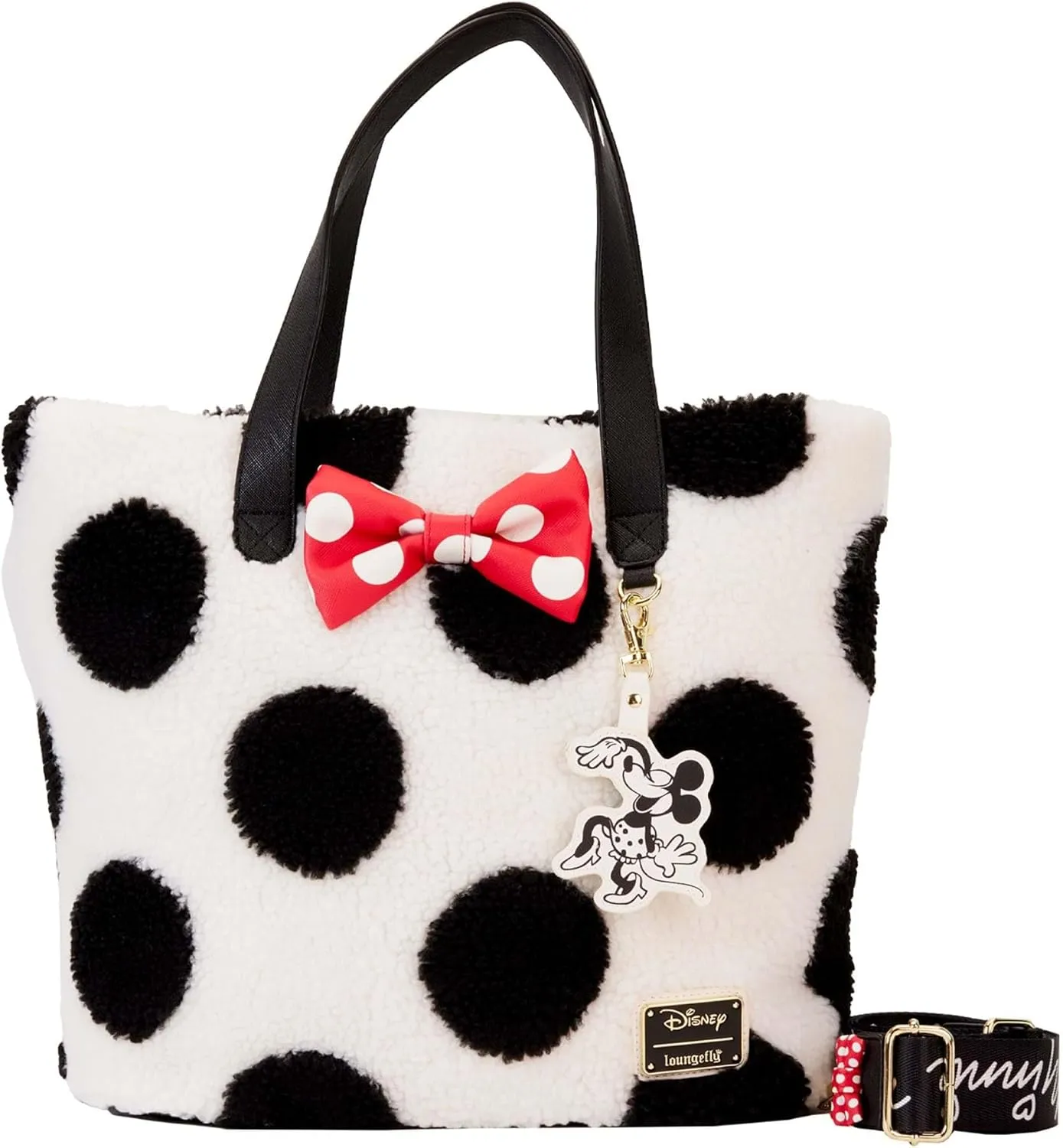 Loungefly Minnie Mouse Rocks the Dots Classic Sherpa Tote Bag | Disney Bags
