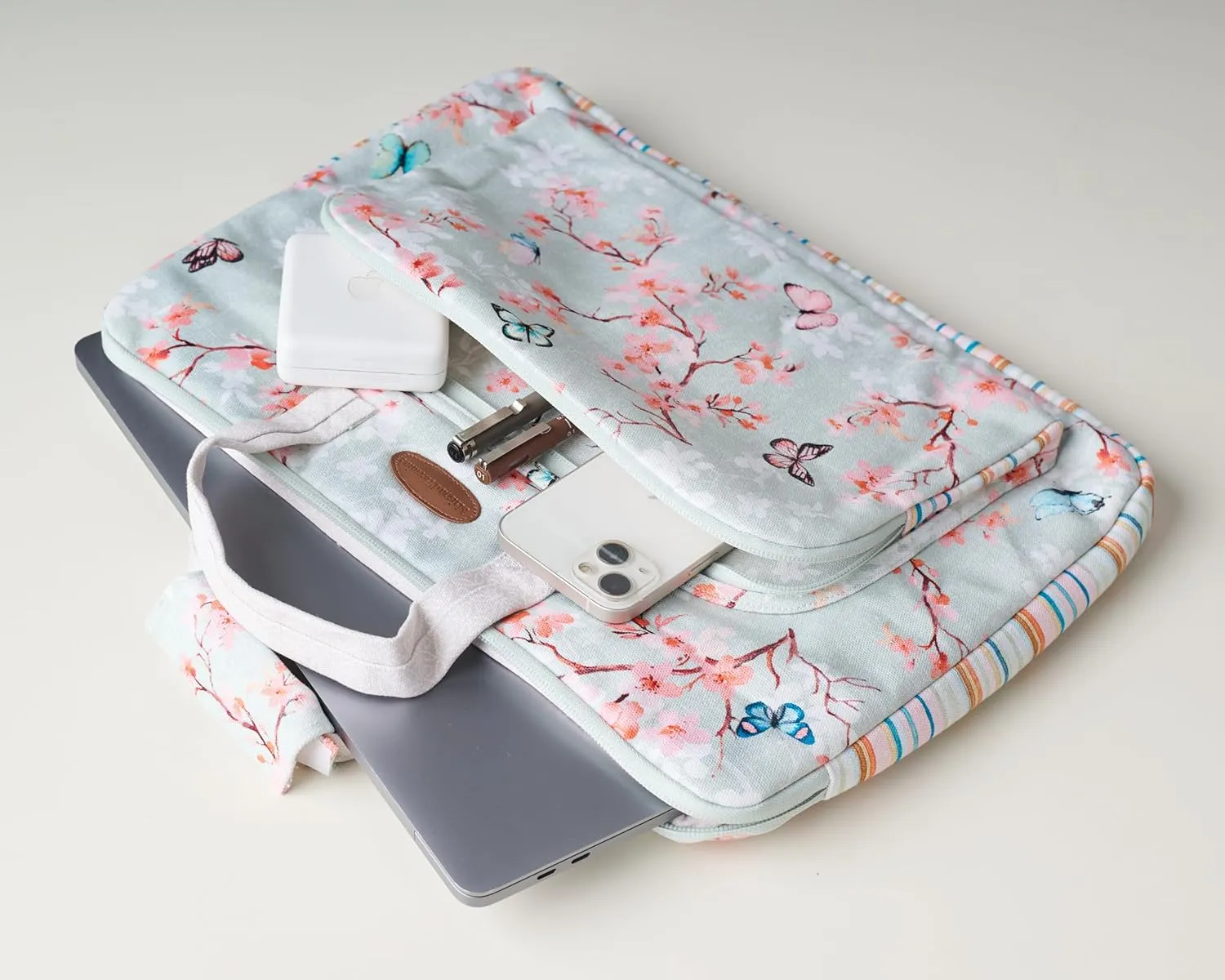 Maison d'Hermine Laptop bag with front pocket Stain and water repellent Cotton canvas