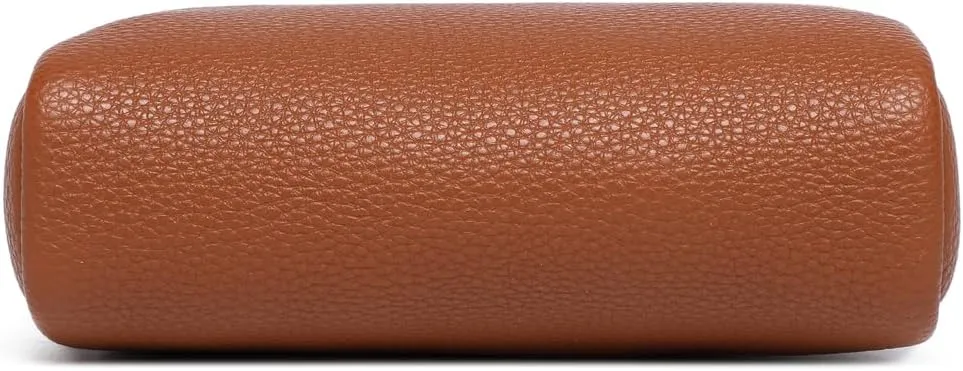 Makeup Bag Large Capacity Women's Classic Black Wash Bag Adjustable Partition Wash Brush and Cosmetic Carrying Bag (PU/Saddle Brown)