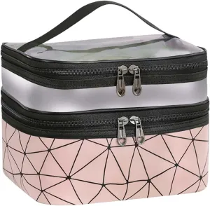 Makeup Travel Case Leopard Makeup Bags Double Layer Travel Cosmetic Cases Make Up Organizer Toiletry Bags Double Layer