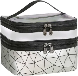 Makeup Travel Case Leopard Makeup Bags Double Layer Travel Cosmetic Cases Make Up Organizer Toiletry Bags Double Layer