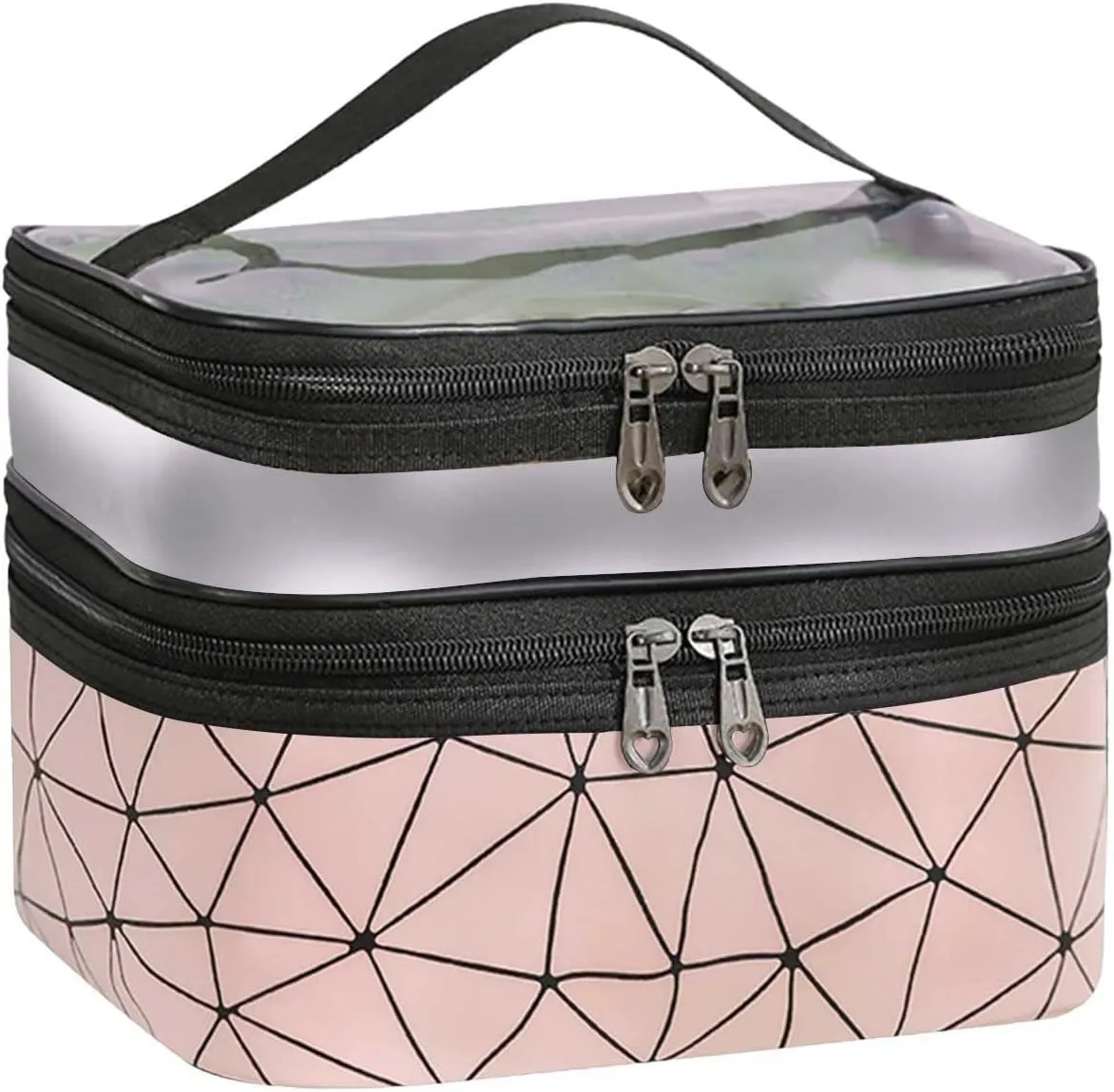 Makeup Travel Case Leopard Makeup Bags Double Layer Travel Cosmetic Cases Make Up Organizer Toiletry Bags Double Layer