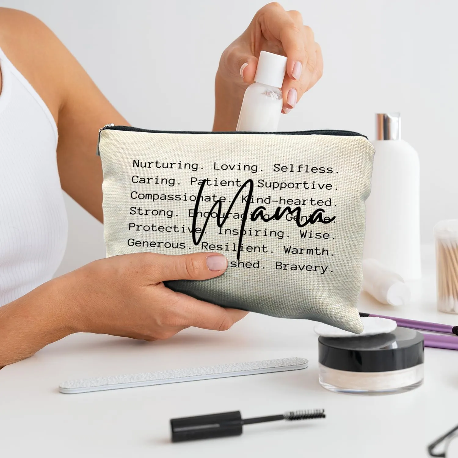 Mama Makeup Bag, Mother's Gifts for Mama, Mama Mom Gifts from Daughters Sons, Mama Makeup Bag Cosmetic Pouch