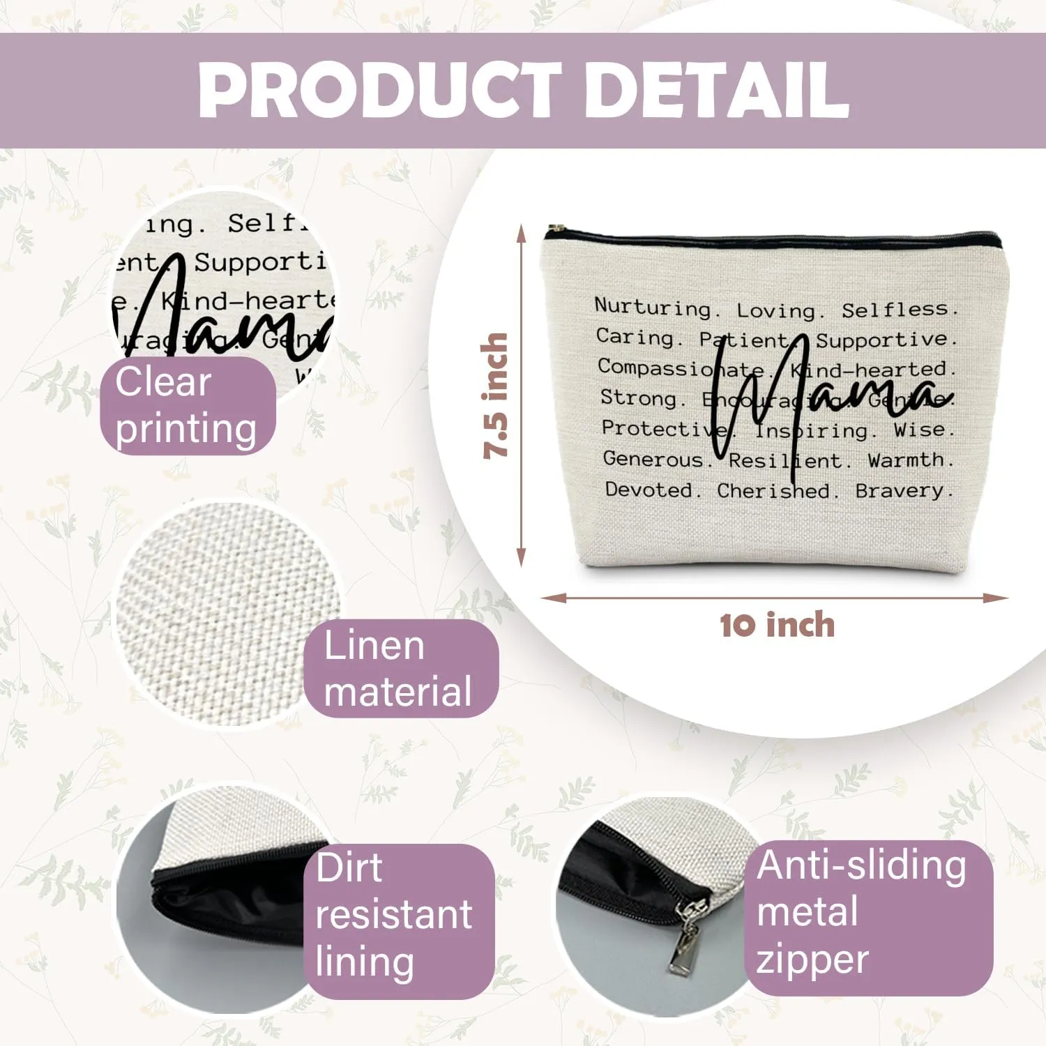 Mama Makeup Bag, Mother's Gifts for Mama, Mama Mom Gifts from Daughters Sons, Mama Makeup Bag Cosmetic Pouch