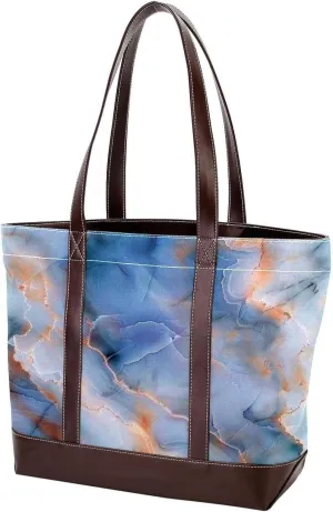 Marble Art-1081 Tote Bags Durable Leather Canvas Purses and Handbags for Women Top Handle Shoulder Satchel Hobo Bags