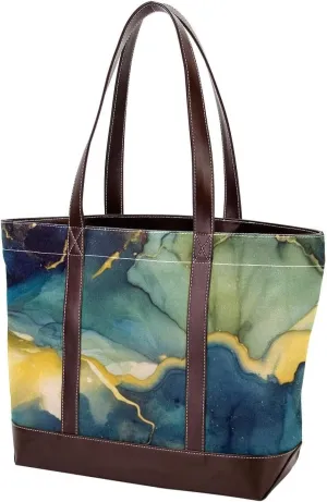 Marble Texture-1381 Tote Bags Durable Leather Canvas Purses and Handbags for Women Top Handle Shoulder Satchel Hobo Bags