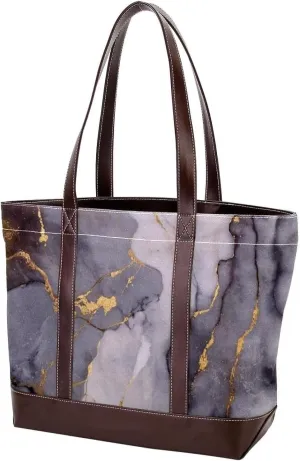 Marble Texture-1390 Tote Bags Durable Leather Canvas Purses and Handbags for Women Top Handle Shoulder Satchel Hobo Bags
