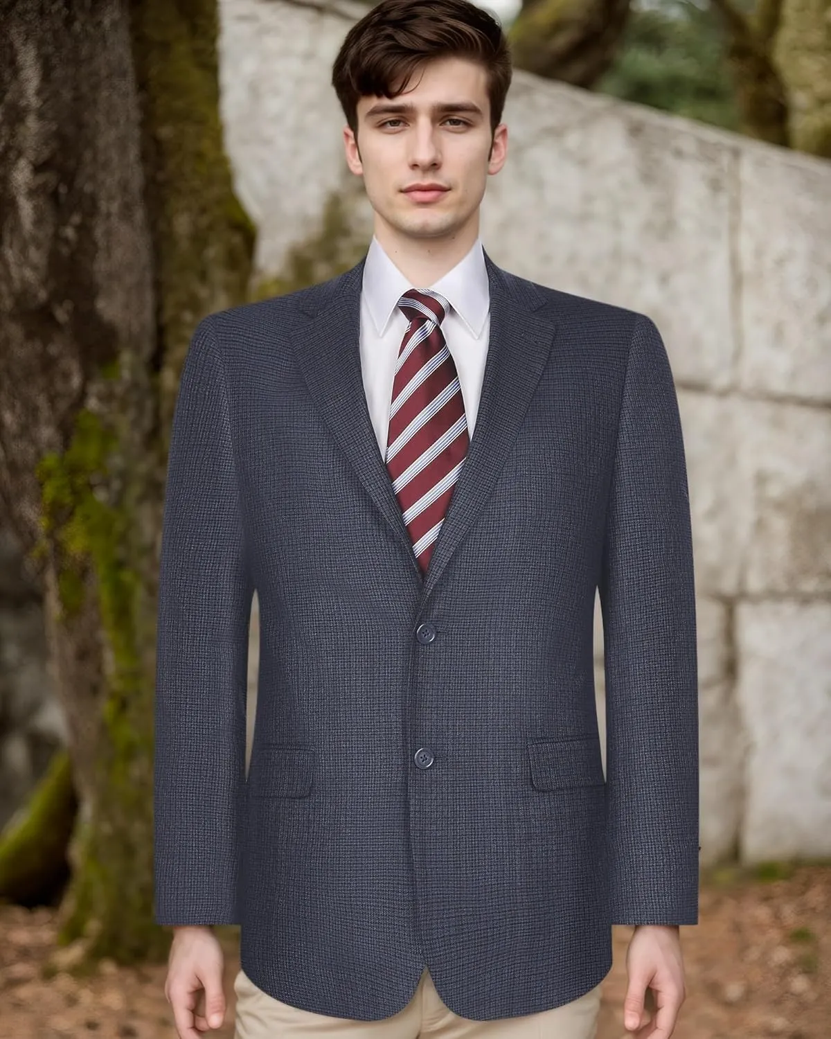 Men's Sport Coat Classic Fit 2 Button Checked Blazer Suit Jacket for Daily Casual Wear