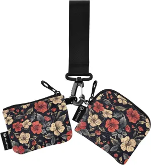 Mini Zip Around Wristlet keychain Wallet Vibrant Floral Retro for Women Personalized Pattern Detachable Dual Pouch Wristlet Portable Wallet Phone Coin Purse