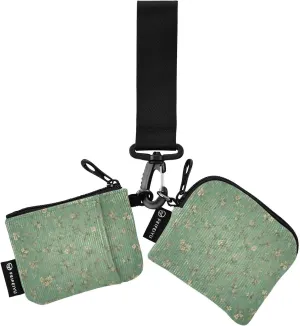 Mini Zip Around Wristlet Wallet Keychain Wallet for Women Travel Sports Outdoors Dual Pouch Wristlet Portable Coin Purse Small Wallets Vibrant Green Floral