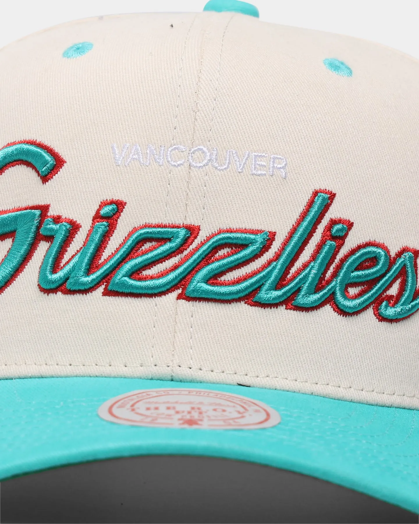 Mitchell & Ness Vancouver Grizzliers "Cream Team Script" Pro Crown Snapback Cream