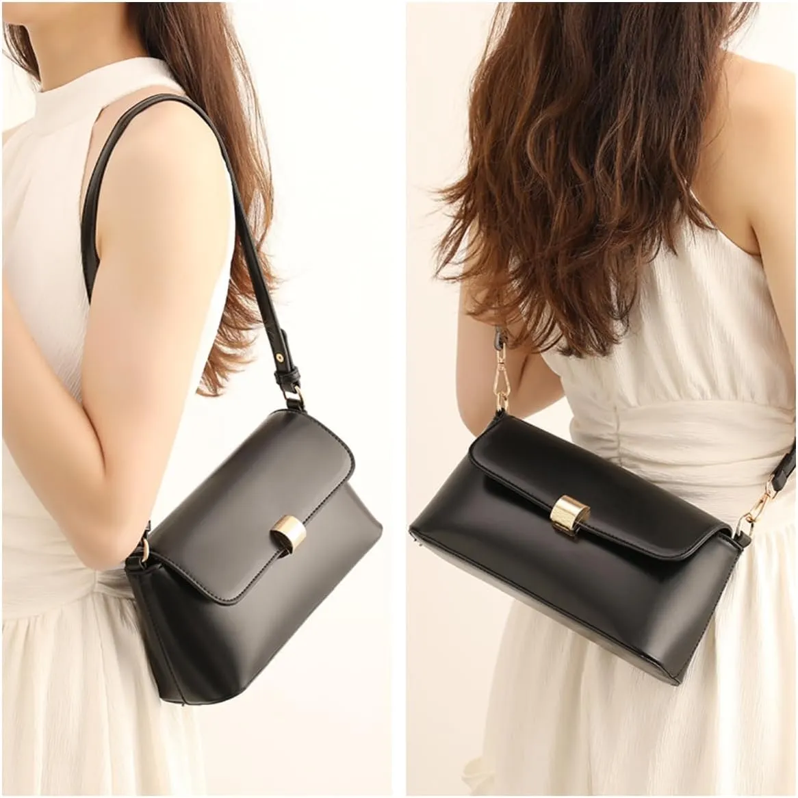 Mn&Sue Shoulder Bags for Women Classic Flap Hobo Purse Medium Vegan Leather Clutch Handbag with Zipper Closure
