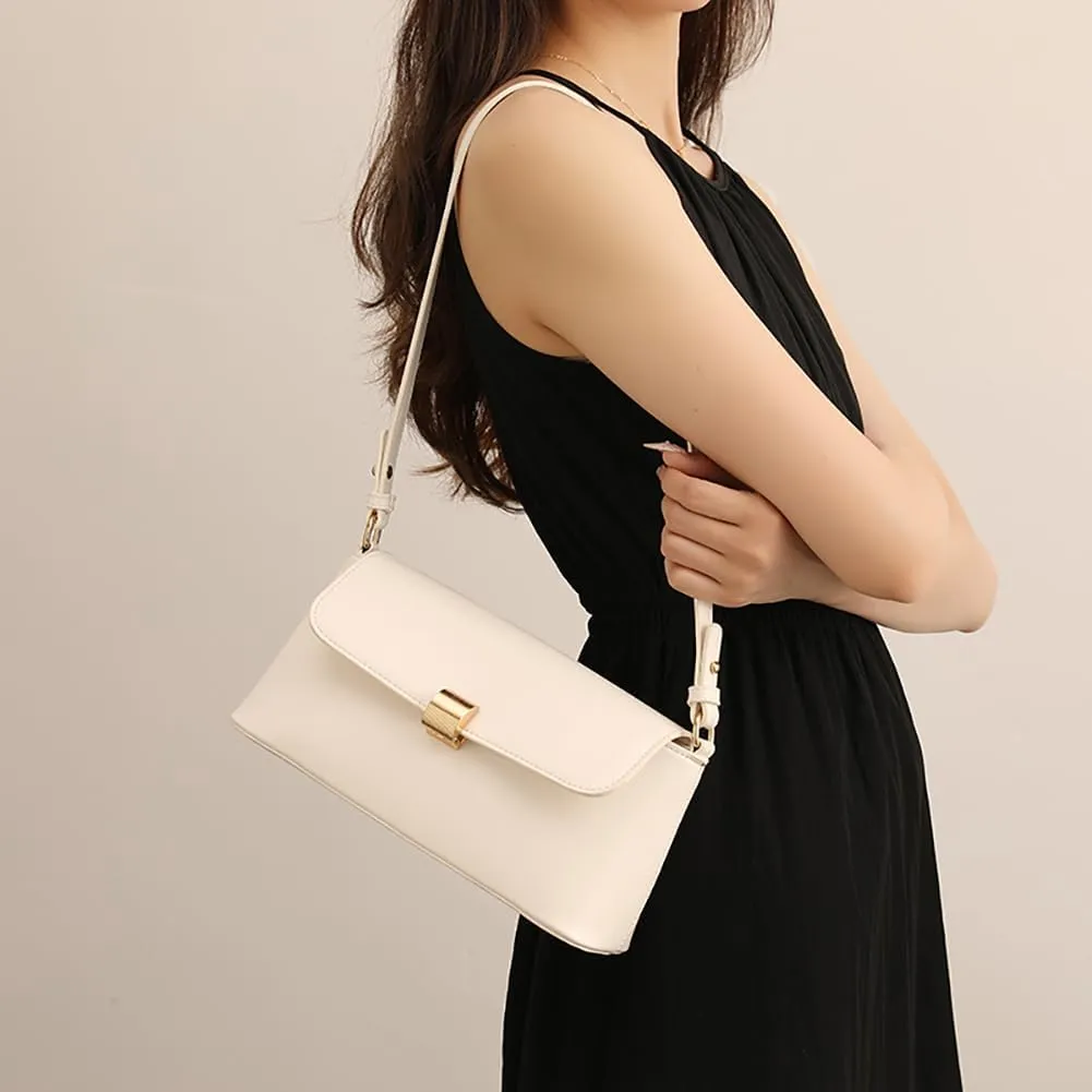 Mn&Sue Shoulder Bags for Women Classic Flap Hobo Purse Medium Vegan Leather Clutch Handbag with Zipper Closure