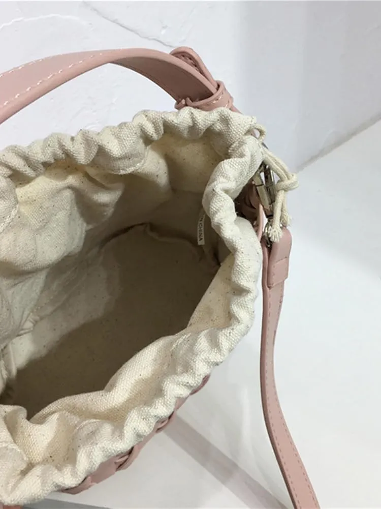Molodo Shoulder Bags for Women Vegan Leather Bucket Bag Handmade Woven Top-handle Bag Crossbody Bag Purses