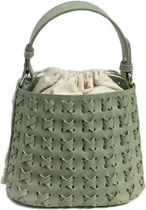 Molodo Shoulder Bags for Women Vegan Leather Bucket Bag Handmade Woven Top-handle Bag Crossbody Bag Purses