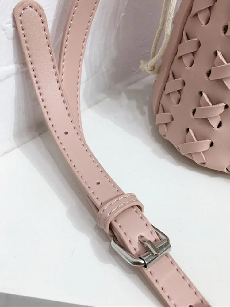 Molodo Shoulder Bags for Women Vegan Leather Bucket Bag Handmade Woven Top-handle Bag Crossbody Bag Purses