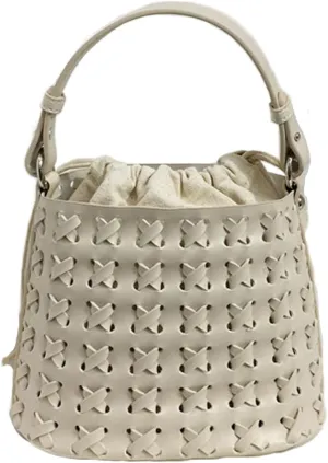 Molodo Shoulder Bags for Women Vegan Leather Bucket Bag Handmade Woven Top-handle Bag Crossbody Bag Purses