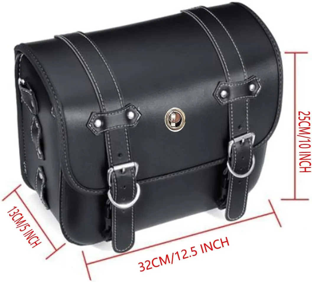 Motorcycle Saddlebags Motorcycle Saddlebags with Lock Leather, Universal Large Capacity Waterproof Travel Tool Bag with Cup Holder, Motorcycles Accessories, for Motorcycle Dirt Bike