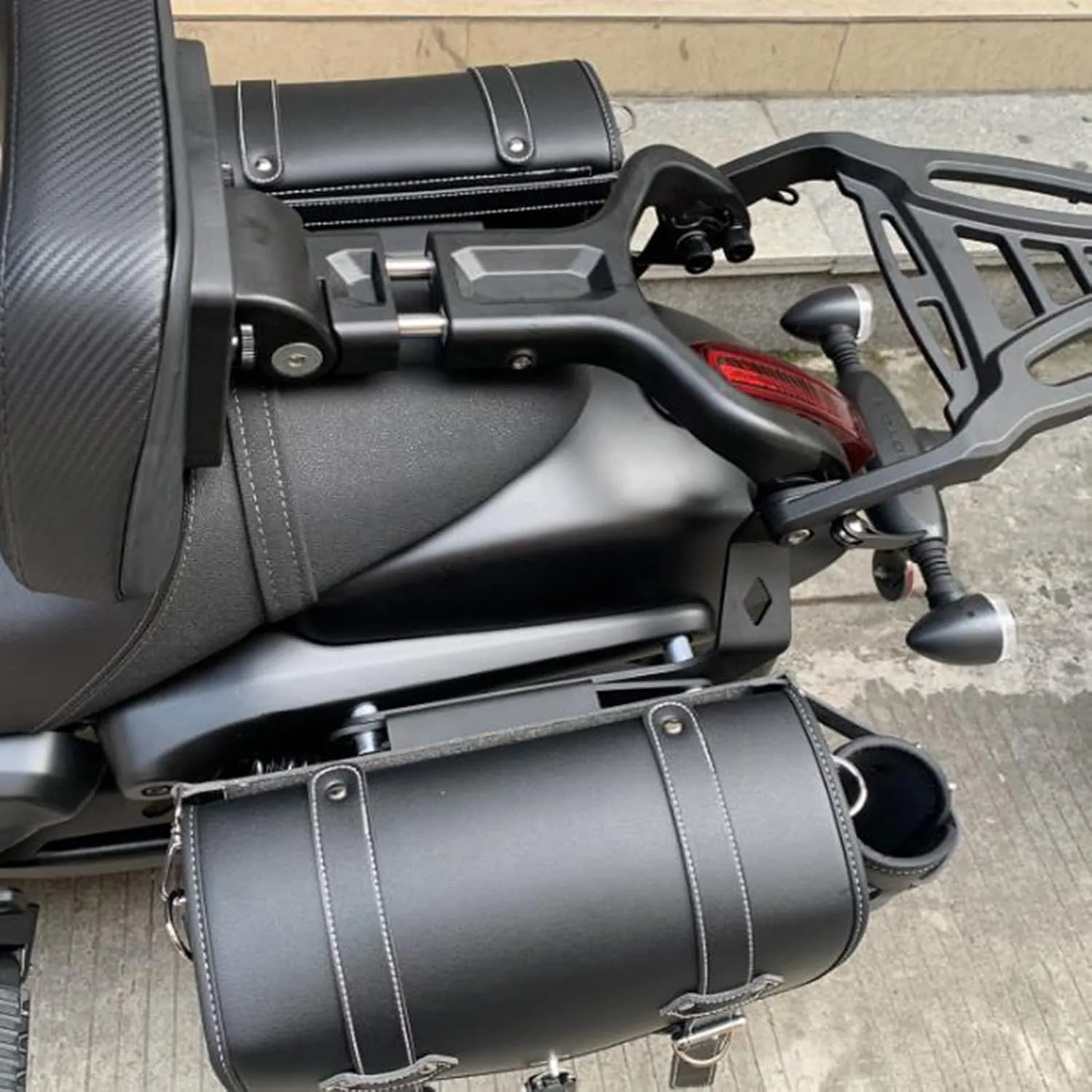 Motorcycle Saddlebags Motorcycle Saddlebags with Lock Leather, Universal Large Capacity Waterproof Travel Tool Bag with Cup Holder, Motorcycles Accessories, for Motorcycle Dirt Bike
