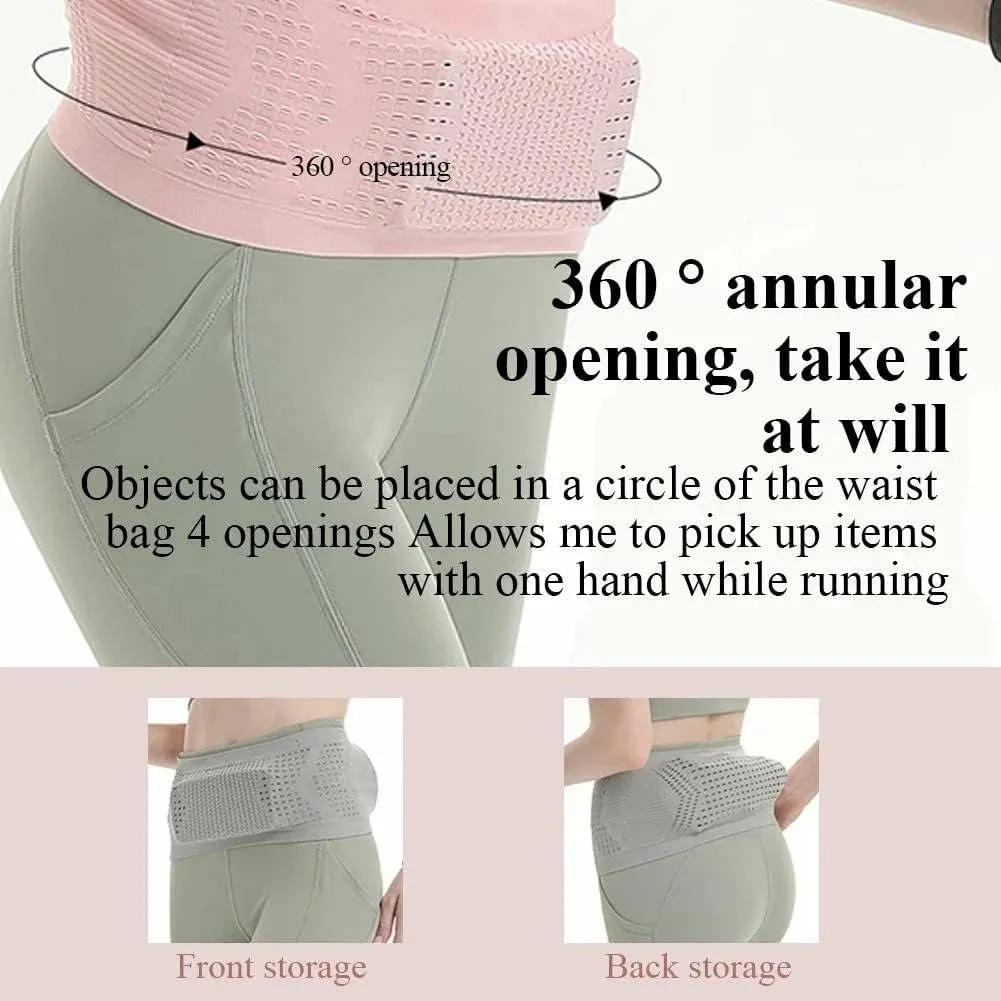 Multifunctional Knit Breathable Concealed Waist Bag,Large Capacity Adjustable Running Belt,Versatile Waist Pack for Outdoor Running and Cycling Adventures (Grey, Medium)