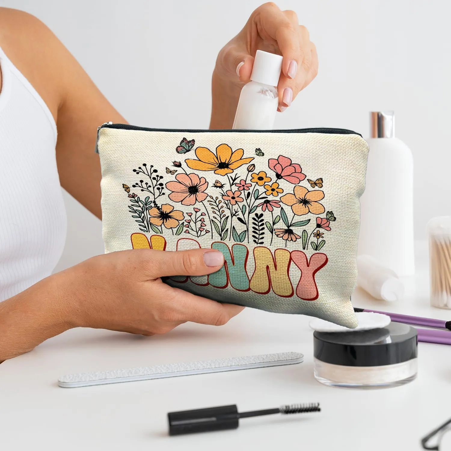 Nanny & Grandma Gift Set - Floral Makeup Bags & Pouch, Perfect for Birthdays or Any Occasion