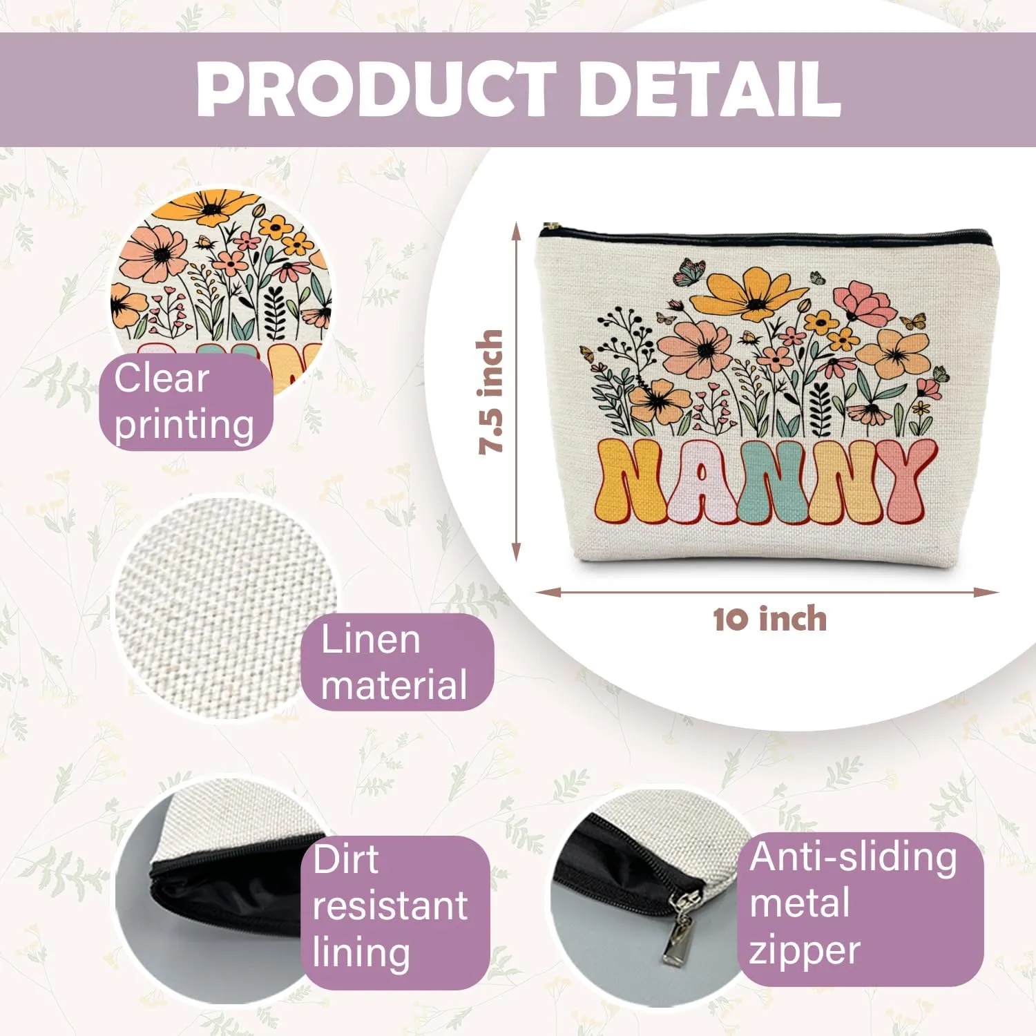 Nanny & Grandma Gift Set - Floral Makeup Bags & Pouch, Perfect for Birthdays or Any Occasion