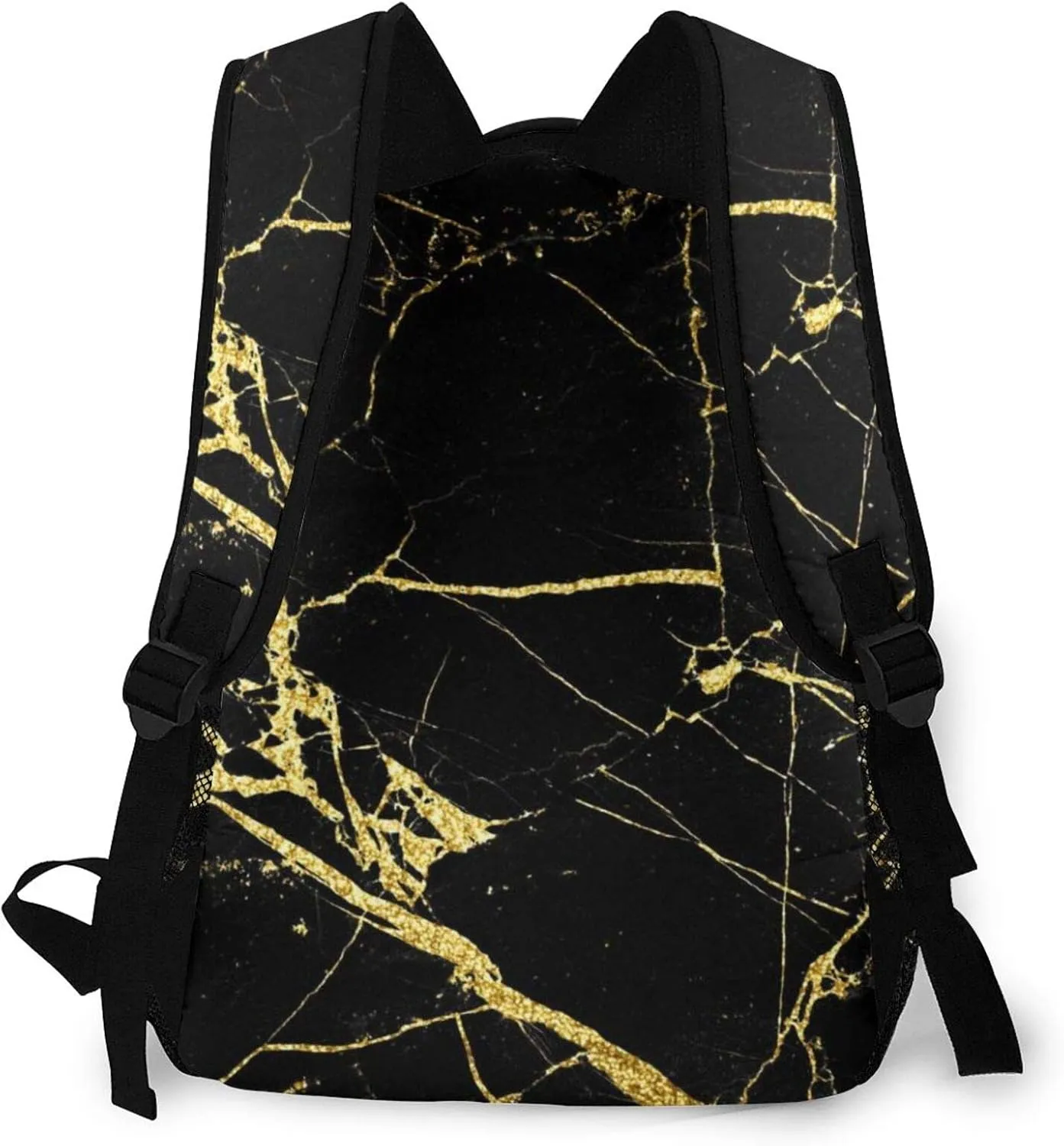 NiYoung Boys Girls Backpack Big Capacity Chic Black and Gold Marble Texture Backpacks Anti-Theft Book Bags Waterproof Daypack for Travel Hiking Camping College