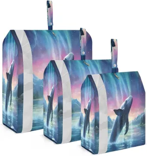 Northern Lights Whale Compression Packing Cubes 3 Set Travel Packing Cubes for Suitcases Organizer Bags Set for Women Travel Accessories