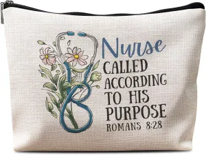 Nurse Makeup Bag, Nurse Gifts for Women, Nurse Appreciation Gifts, Nurse Practitioner Gifts, Funny Nurse Gifts, Nurse Called According to His Purpose Cosmetic Bag Zipper Pouch